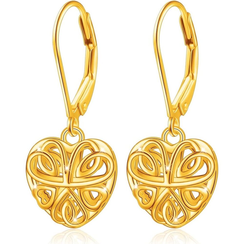 🆕Women's Interlocking Heart Sterling Silver Heart Dangle Drop Stud Earrings